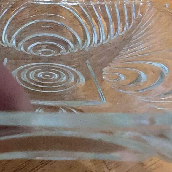 Mid Century Modern Candy Dish with Optic Circles -- Clear Glass Dishes - Picture 3 of 3